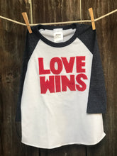 Load image into Gallery viewer, Infant Love Wins Baseball Tee
