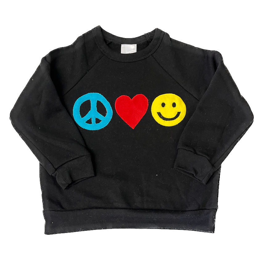 Kids Peace Love Happiness Fleece Sweatshirt